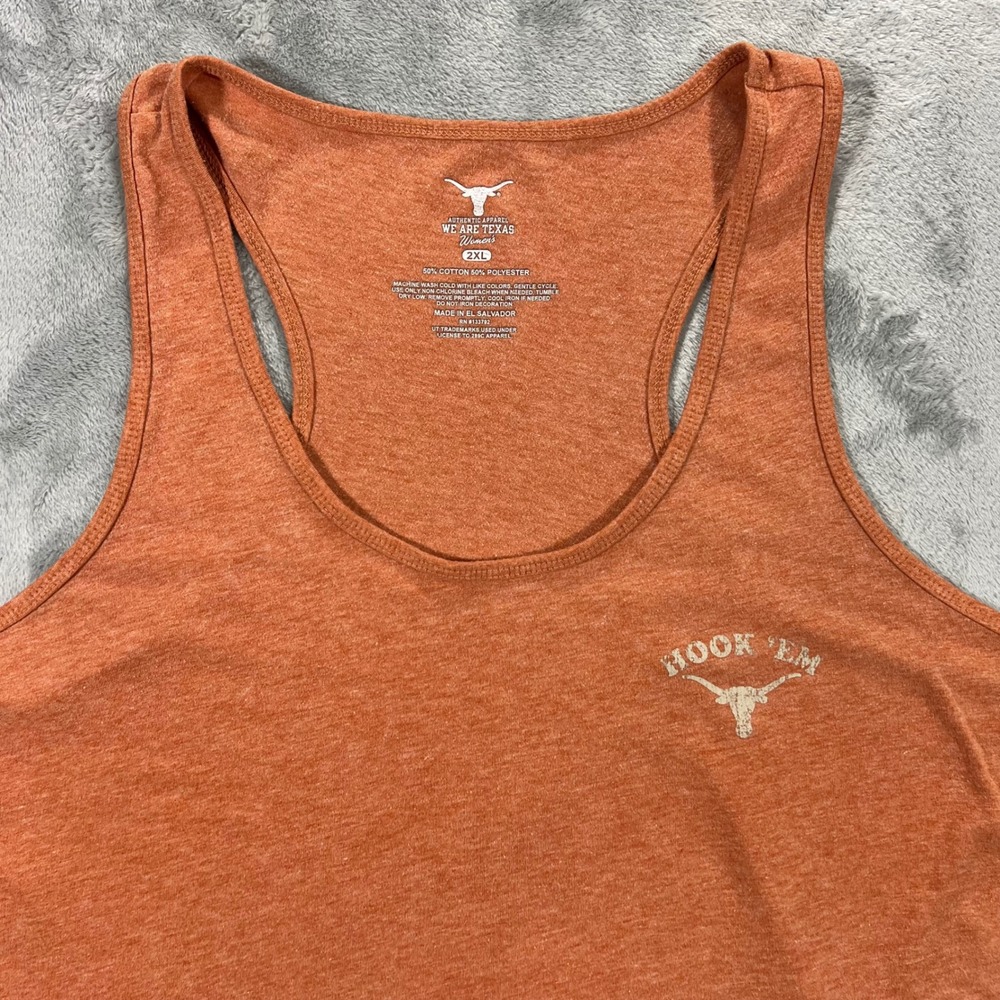 Texas Longhorns Tank Top Womens 2XL Burnt Orange Hook Em Longhorns Racerback UT